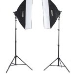 StudioPRO 3200 Watt Double 24″x36″ Softbox Continuous Portrait & Video Lighting Kit – Film, Photography & Studio Essentials Includes Light Stand & 45W Daylight Bulbs