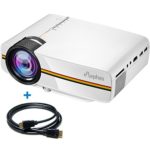 ELEPHAS 1200 Lumens LED Mini Video Projector, Support 1080P Portable Pico Projector Ideal for Home Theater Cinema Movie Entertainment Games Parties, White