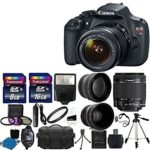 Canon EOS Rebel T5 DSLR Digital Camera & EF-S 18-55mm f/3.5-5.6 IS Lens + 2x telephoto Lens + 58mm Wide Angle Lens + Flash + 59-Inch Tripod + UV Filter Kit + 24GB SDHC card + Accessory Bundle