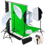 Linco Lincostore Photo Video Studio Light Kit AM142 – Including 3 Color 5x10ft Backdrops (Black/Whtie/Green) Background Screen