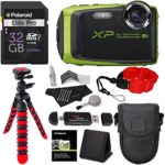 Fujifilm FinePix XP90 Waterproof digital camera (Green), 32GB Class 10, Memory Card Reader, 12″ Tripod, Camera Case, Polaroid Floating Foam Strap Red, Polaroid Cleaning Kit & Accessory Bundle