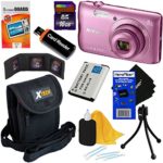 Nikon COOLPIX A300 20.1MP Digital Camera with 8x Zoom Lens & Built-in Wi-Fi (Pink) – International Version (No Warranty) + EN-EL19 Battery + 8pc 16GB Accessory Kit w/HeroFiber Gentle Cleaning Cloth