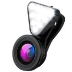 Amir 2 in 1 Cell Phone Lens with Beauty LED Flash Light, 15X Macro Lens & 0.4X – 0.6X Wide Angle Lens, 3 Adjustable Brightness Fill Light, for iPhone 7, 6s, 6, 5s & Most Smartphones