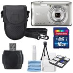 Nikon COOLPIX S3700 Wi- Fi enabled Digital Camera with 8x Optical Zoom (Silver) +16 GB Memory Card + Card Reader/Writer + Mini Table Tripod Along With a Deluxe Accessory Bundle