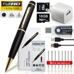 minicute HD 1080p Hidden Camera Spy Pen Bundle with 16Gb C10 Micro SD Card, 8 Ink Fills, Card Adapter and Card Reader