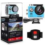 AKASO EK7000 4K WIFI Sports Action Camera Ultra HD Waterproof DV Camcorder 12MP 170 Degree Wide Angle 2 inch LCD Screen/2.4G Remote Control/2 Rechargeable Batteries/19 Mounting Kits-Blue
