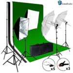 LimoStudio Photo Video Studio Light Kit – Includes Chromakey Studio Background Screen (Green Black White), (3) Muslin BackDrops, Umbrella, Softbox, Lighting Diffuser Reflector, AGG1388