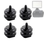 Camera Hot Shoe Adapter Hot Shoe Mount w/ Double Nuts to 1/4″-20 Tripod Screw Adapter, Flash Shoe Mount for DSLR Camera Rig (Pack of 4)