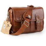 Koolertron Waterproof Vintage fashionable PU Leather DSLR Camera Bag Shoulder Messenger Bag Fit DSLR with 2 lenses For Canon Sony Nikon Canon Olympus And So On (Antique Brown)