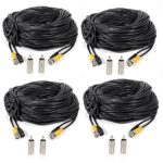Masione 4 Pack 100ft BNC Video Power Cable Security Camera Wire Cord for CCTV DVR Surveillance System