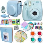 FujiFilm Instax Mini 8 Camera BLUE + Accessories KIT for Fujifilm Instax Mini 8 Camera includes: Custom Mini 8 Case with Strap + Assorted Frames + Photo Album + 4 Color Filters + Selfie Mirror + MORE