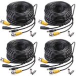 Masione 4 PACK 150ft Video Power Security Camera Extension Cable Wire for CCTV DVR CCD Security Cameras Surveillance System with BNC to RCA Adaptor