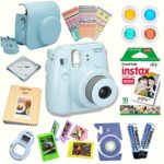 Fujifilm Instax Mini 8 Camera Blue + Accessories kit for Fujifilm Instax Mini 8 Camera Includes; Instant camera + Fuji Instax Film (10 PK) + Camera Case + instax Album + Frames + Selfie lens + MORE