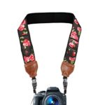 TrueSHOT Camera Strap with Flower Neoprene Design and Accessory Storage Pockets by USA Gear – Works with Canon PowerShot SX410 IS , SX530 HS , Rebel T6 and More DSLR , Mirrorless , Instant Cameras