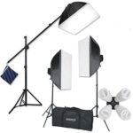 StudioFX H9004SB2 2400 Watt Large Photography Softbox Continuous Photo Lighting Kit 16″ x 24″ + Boom Arm Hairlight with Sandbag H9004SB2 by Kaezi