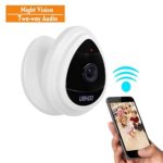 Mini IP Camera, UOKOO Home WiFi Wireless Security Surveillance Camera System with Night Vision/Two Way Audio White