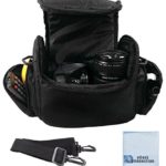 Large Digital Camera / Video Padded Carrying Bag / Case for Nikon, Sony, Pentax, Olympus Panasonic, Samsung, and Canon DSLR Cameras + eCostConnection Microfiber Cloth