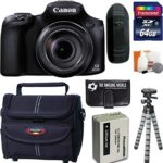 Canon PowerShot SX60 HS 16.1 MP Wi-Fi 65x Optical Zoom Digital Camera + 64GB Card and Reader + Battery + Tripod + Bag + Digital Camera Accessories Kit