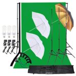Andoer Photo Studio Lighting Kit 3pcs 45W Light Bulb with Muslin Backdrop(White & Green & Black), 200cm Stand kit, 32in Softbox Set for Video Studio Shooting Product/Portrait Photography