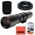 High-Power 500mm/1000mm f/8 Manual Telephoto Lens for Canon Digital EOS Rebel T1i, T2i, T3, T3i, T4i, T5, T5i, T6i, T6s, SL1, EOS60D, EOS70D, EOS80D, 50D, 40D, 30D, EOS 5D, EOS1D, EOS5D III, EOS 5Ds, EOS 6D, EOS 7D, EOS 7D Mark II Digital SLR Cameras – BLACK