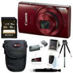 Canon PowerShot ELPH 180 20 MP Digital Camera (Red) + Sony 16GB Memory Card + Focus Medium Point & Shoot Camera Accessory Bundle