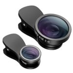 VicTsing 3 in 1 Fisheye Lens plus 0.4X Super Wide Angle Lens plus Macro Lens ,2 Detachable Clamps, iPhone Camera Lens for iPhone 7, 6, 5, 4 and Other