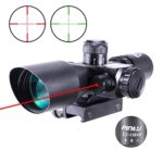 Pinty 2.5-10×40 AOEG Red Green Illuminated Mil-dot Rifle Scope with Red Laser Combo – Green Lens Color