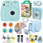 Fujifilm Instax Mini 9 Instant Camera Ice Blue + Fuji Instax Film Twin Pack (20PK) + Blue Camera Case + Frames + Photo Album + 4 Color Filters And More Top Accessories Bundle