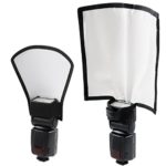 Flash Diffuser Reflector Kit – Bend Bounce Positionable Diffuser + Silver/White Reflector for Speedlight, Universal Mount for Canon Nikon etc