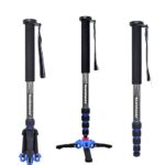 Koolehaoda Professional 65-inch Camera Carbon Fiber Monopod with Folding Three Feet Support Base for All Canon Sony, Nikon