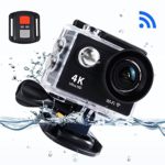 EpochAir H9RS Waterproof Sports Action Camera, 2 Inch 4K WIFI Ultra HD 12MP Underwater Photography 170 Degree Wide Angle Rechargeable DV Camcorder Remote Control -Black