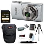 Canon PowerShot ELPH 180 20 MP Digital Camera (Silver) + Sony 16GB Memory Card + Focus Medium Point & Shoot Camera Accessory Bundle
