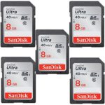5-pack SanDisk ULTRA 8GB Class 10 SDHC Memory Card Up To 40MB/s (SDSDUN-008G-G46)