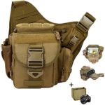 Camera Shoulder Bag, Qcute Waterproof Multi-functional Tactical Military Messenger Shoulder SLR Camera Bag Pack Backpack with Shockproof Insert for Hiking Camping Trekking Cycling – Khaki