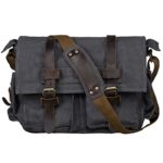 S-ZONE Vintage Canvas Leather Trim DSLR SLR Camera Shoulder Messenger Bag