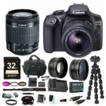 Canon EOS Rebel T6 DSLR Camera w/ EF-S 18-55mm IS II Lens + 32GB SD Card, Extra Battery and Charger, Filter Kit, Wide Angle And Telephoto Lenses & Bundle