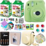 Fujifilm Instax Mini 9 Instant Camera LIME GREEN + INSTAX Film (40 Sheets) + Accessories Kit / Bundle + Custom Fitted Case + 4 AA Rechargeable Batteries & Charger + Assorted Frames + Photo Album +MORE