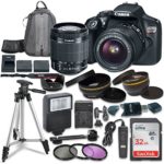 Canon EOS Rebel T6 Digital SLR Camera with Canon EF-S 18-55mm Image Stabilization II Lens, Sandisk 32GB SDHC Memory Cards, Accessory Bundle