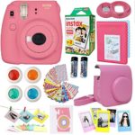 Fujifilm Instax Mini 9 Instant Camera Flamingo Pink + Fuji Instax Film Twin Pack (20PK) + Camera Case + Frames + Photo Album + 4 Color Filters And More Top Accessories Bundle