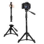 Camera Monopod 70″ Removable Aluminum Telescoping Camera Tripod With Pan-Head For Canon Nikon DSLR DV, Fits for 1/4″-20 and 3/8″-16 Screw, Quick Release Plate, Max Load 12LB, Including Carrying Bag