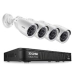 ZOSI 8-Channel 720P CCTV Security Camera System ,1080N AHD-TVI DVR Recorder and (4)1.0MP 720P(1280TVL) Night Vision Indoor/Outdoor Weatherproof Surveillance Bullet Cameras