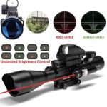 Aipa AR15 Rifle Scope 4-12x50EG Dual illuminated Optics with Holographic 4 Reticle Red and Green Dot Sight for 22&11mm Weaver/Picatinny Rail Mount