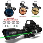 Aipa AR15 Tactical Rifle Scope Optics 4-12x50EG Red Green Dual Illuminated Reticle and Red/Green Dot Sight for 22&11mm Weaver/Picatinny Rail Mount