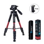 BONFOTO Q111 55″ Flexible Lightweight Travel Camera Tripod 4s Stand with 1/4 Mount 3-Way Pan Head and Phone Holder Mount for Smartphones and DSLR EOS Canon Nikon Sony Samsung(Red)