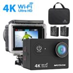 Muson 4K WIFI Action Camera 2.0” Screen 12MP F/2.4 170 Degree Wide Angle 30M Waterproof Sports DV With 2.4G Remote Control and 19 Accessories kits