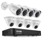 ZOSI 8CH 720p AHD-TVI Security Camera System 1080N DVR Reorder with (8) HD 1280TVL Outdoor CCTV Cameras with IP66 Weatherproof and Motion Detection
