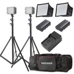 Neewer 2×160 LED Dimmable Ultra High Power Panel Lighting Kit for Digital Camera Camcorder Includes: (2)CN-160 Light, (2)5.9×6.7 inches Softbox, (2)Battery Replacement, (2)6 feet Light Stand, (1)Bag