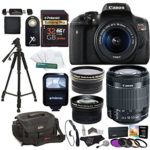 Canon EOS Rebel T6i Digital SLR Camera + EF-S 18-55mm IS STM Lens + Polaroid HD .43x Wide Angle & 2.2X Telephoto Lens + 32GB Memory Card + Tripod + 58mm Filter Kit + Canon Bag + Accessory Bundle