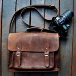 FeatherTouch Leather Camera Dslr Travel Camera Bag 12X9X5 Inches Brown