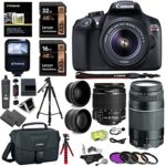 Canon EOS Rebel T6 DSLR Camera Kit, EF-S 18-55mm IS II Lens, EF 75-300mm III Telephoto Lens, Polaroid Wide Angle, Telephone Lens and Accessory Bundle